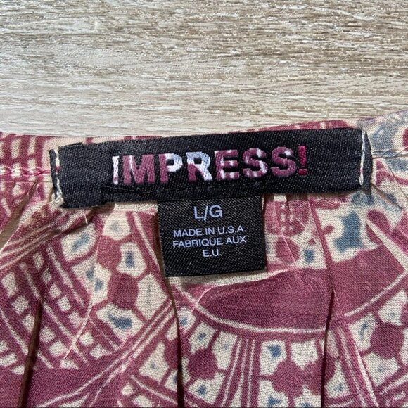 Impress Boho Print Dolman Sleeve Elastic Waist Hem Lightweight Blouse - Picture 7 of 16